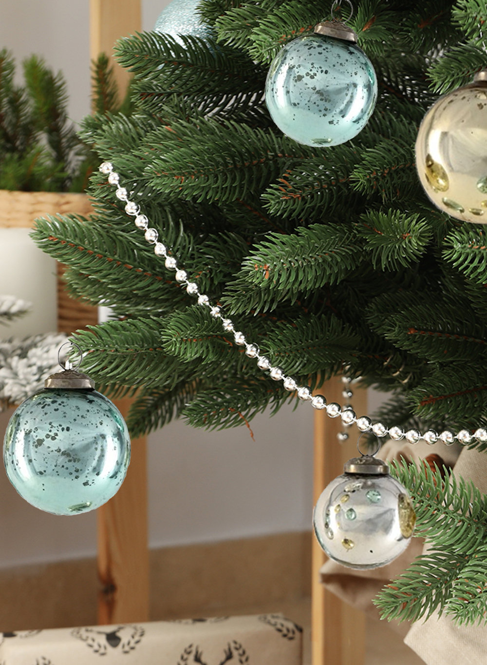 Glass Ball Ornament, 2.5" H x 2.5" W x 2.5" D, Blue