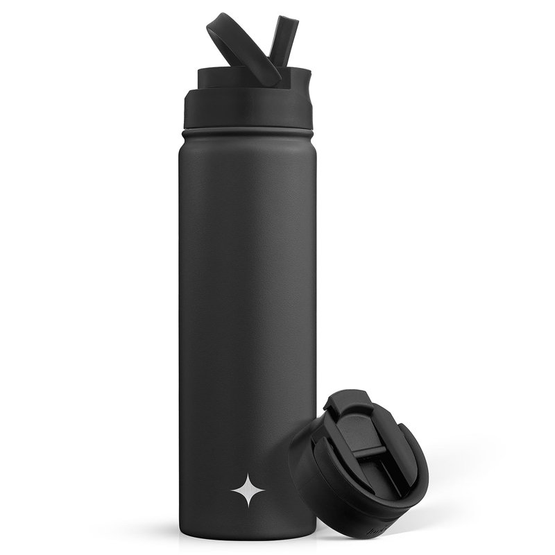 Triple bouteille d'eau JoyJolt 22 oz avec couvercle rabattable et paille Sport