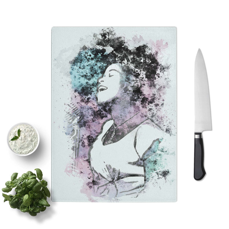 Tempered Glass Sarah Vaughan Chopping Board, 28.5 cm W x 39 cm L