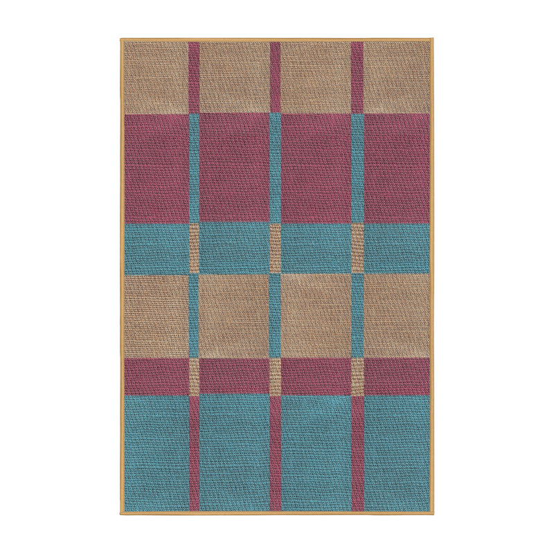 Tapis gris motif/rose/bleu, Rectangle 2 pi x 5 pi