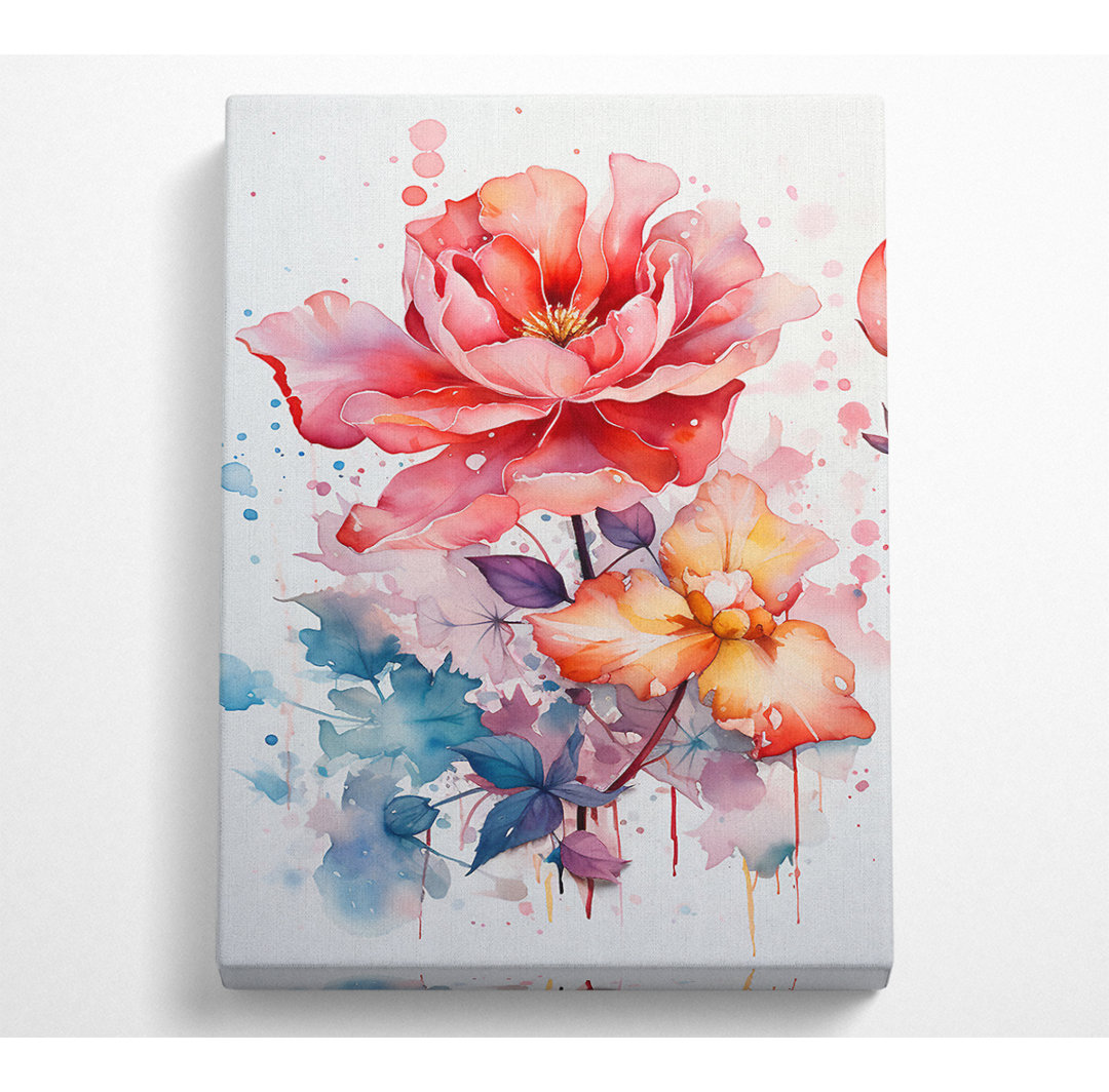 Aquarell Splat Flower - Kunstdrucke auf Segeltuch