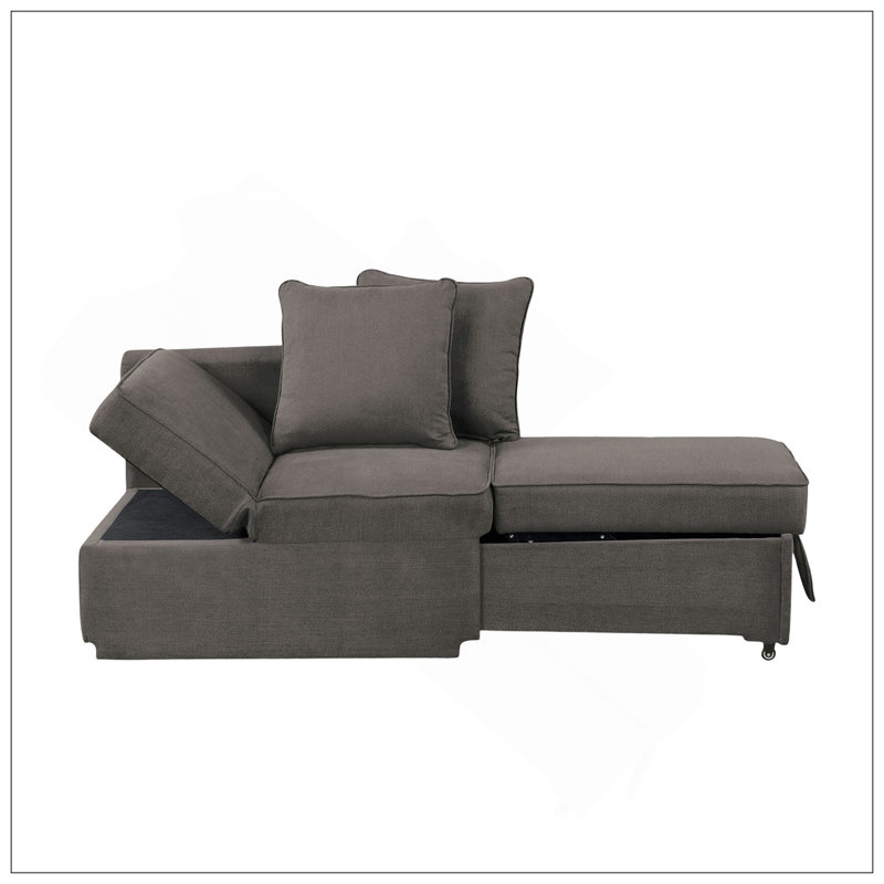 Chaise convertible polyvalente pour différents espaces avec coussins d'appui-tête réglables, Gris