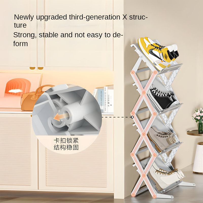 Stackable Shoe Rack, Space-Saving Entryway & Bathroom Organizer, No Installation Required