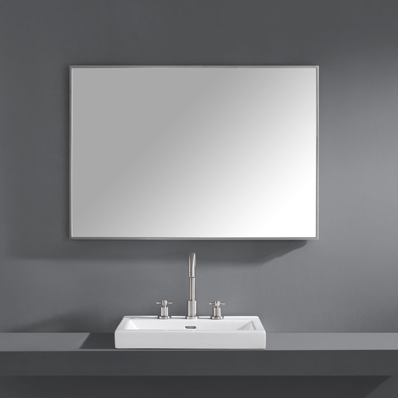 Elegant 39"x27" Rectangular Vanity Mirror in Brushed Silver and Gold