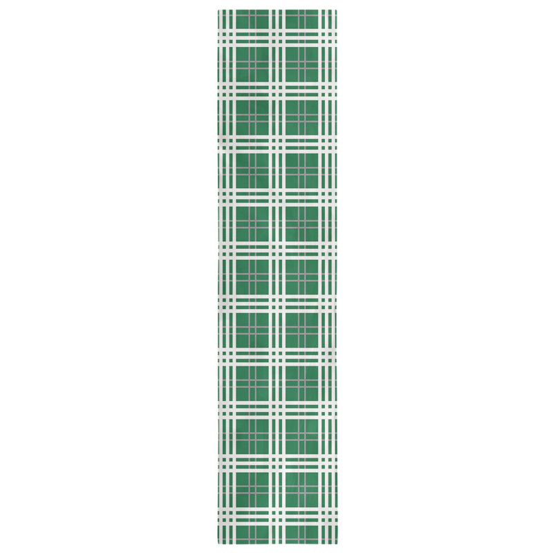 Paid Polyester Table Runner, 72" L x 16" W, Green/Silver/White