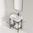 Lofi 24" Bathroom Vanity With Ceramic Basin, Freestanding Bathroom Console Sink Set, White Rectangular Ceramic Basin Without Faucet, Open Metal Leg, Storage Shelves-1679223192-1679223190