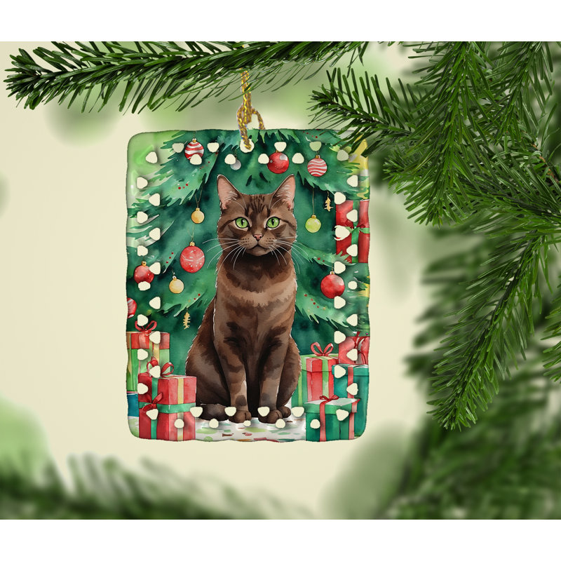 Ornement en porcelaine York, Chat York chocolat