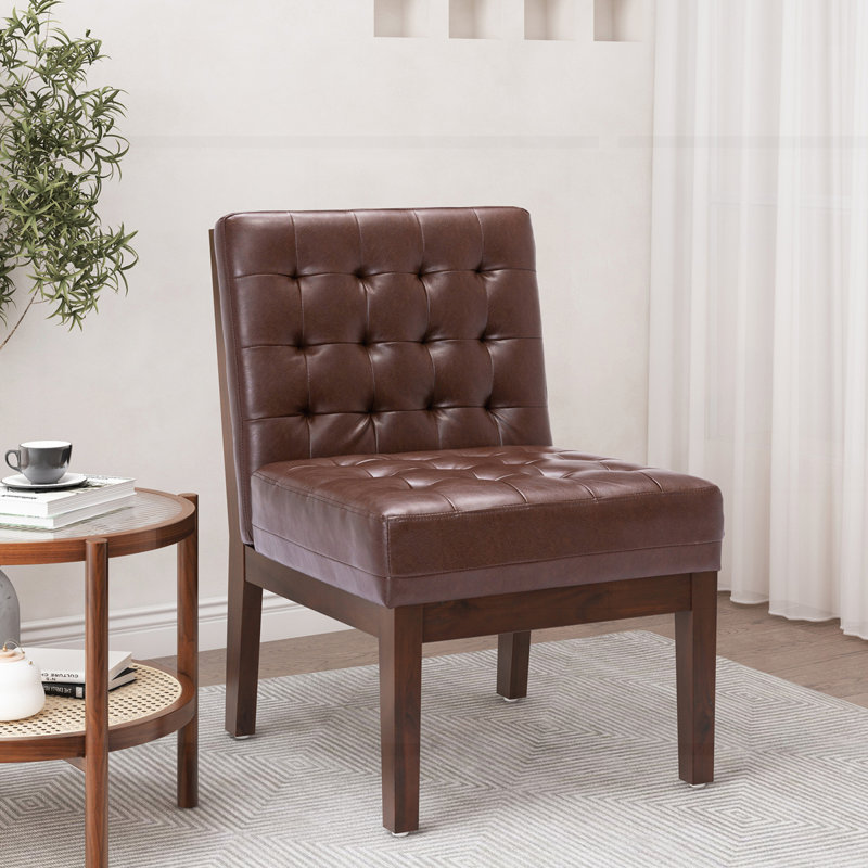 Modern Accent PU Chair, Dark Brown PU Faux Leather