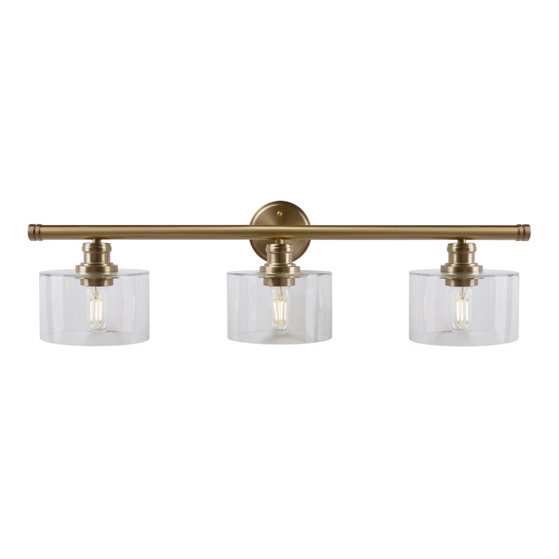 Barre d’éclairage de salle de bain à gradateur 3 lumières Currey, Or doux