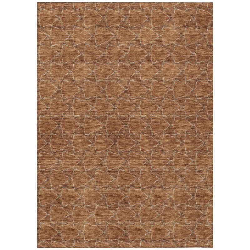 Tapis extérieur lavable à motif géométrique orange et ivoire 3 pi x 5 pi