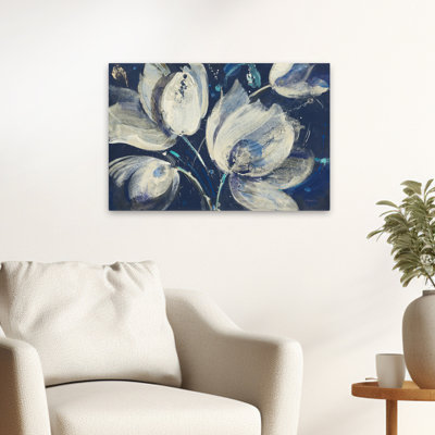 Midnight Garden Bright Contemporary Abstract Blue Bright Blue Aqua Cream