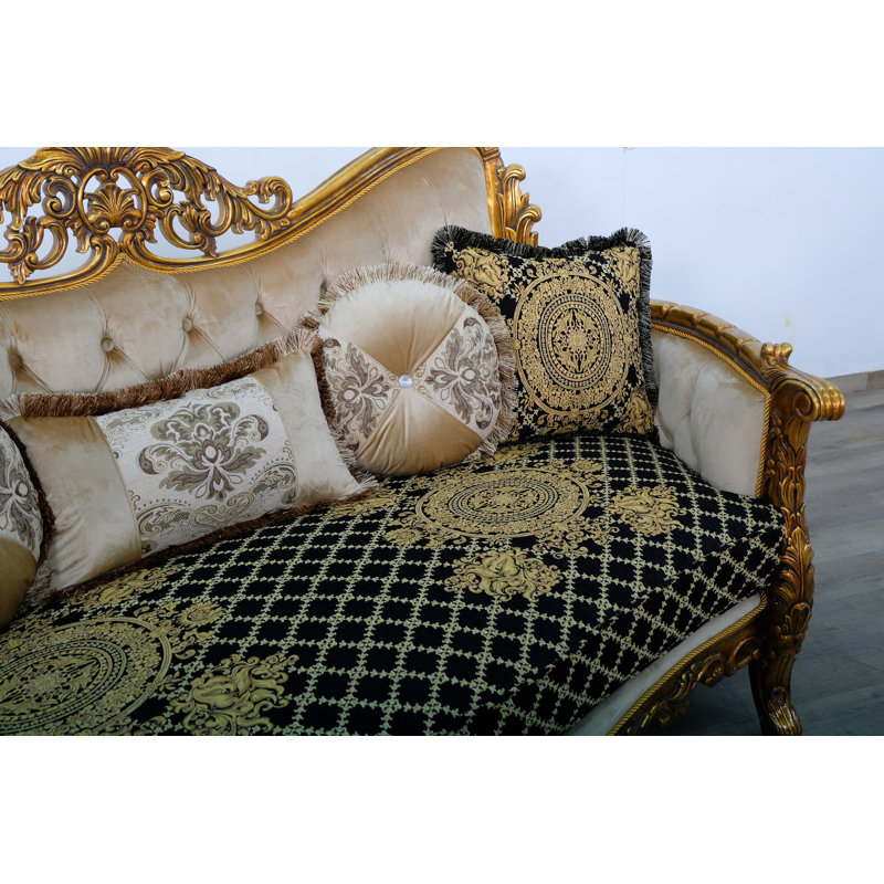 Maggiolini Loveseat, Black, Gold & light brown, Dark Gold
