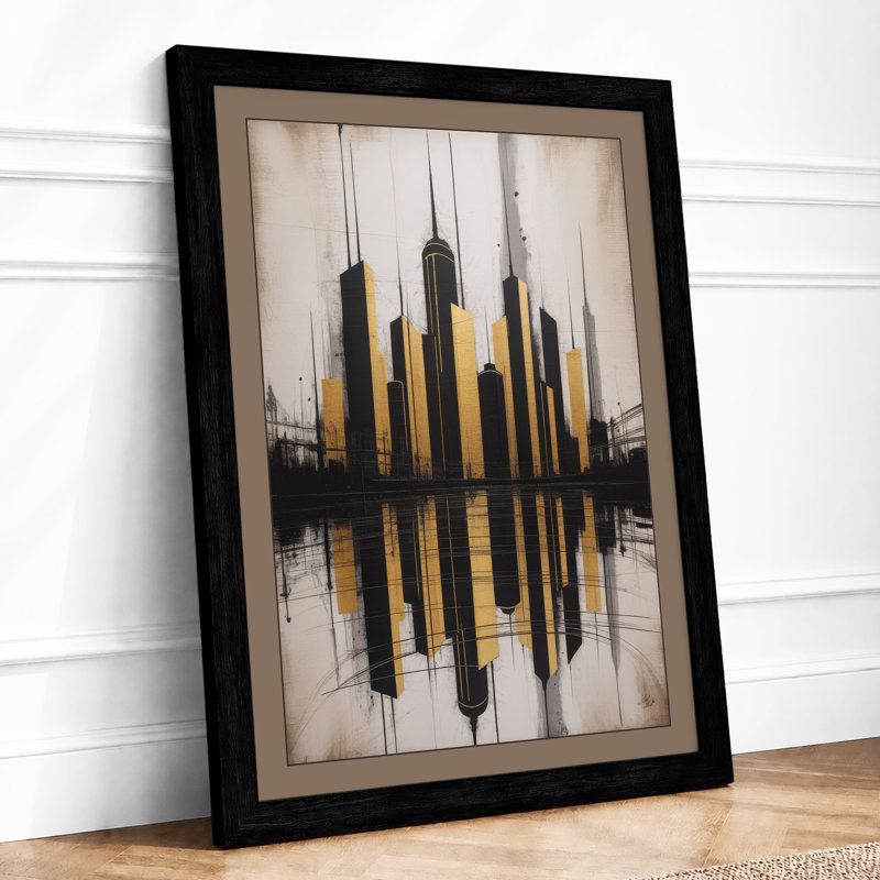 City Reflected Art Deco - Print, A2 - 59.4 x 42.0 cm, Black