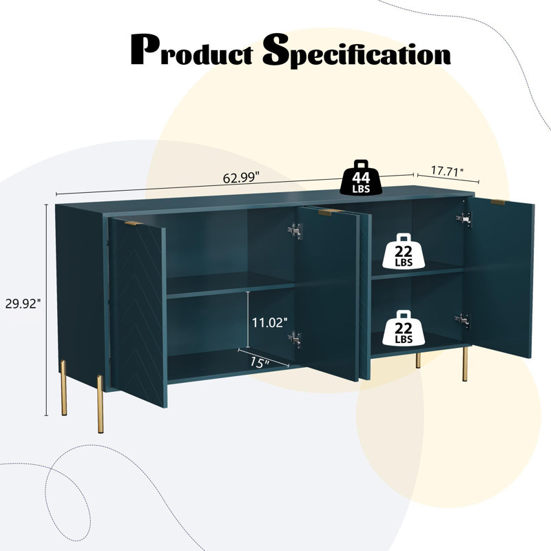 Ryli 62.99'' 4-Door Sideboard, Green