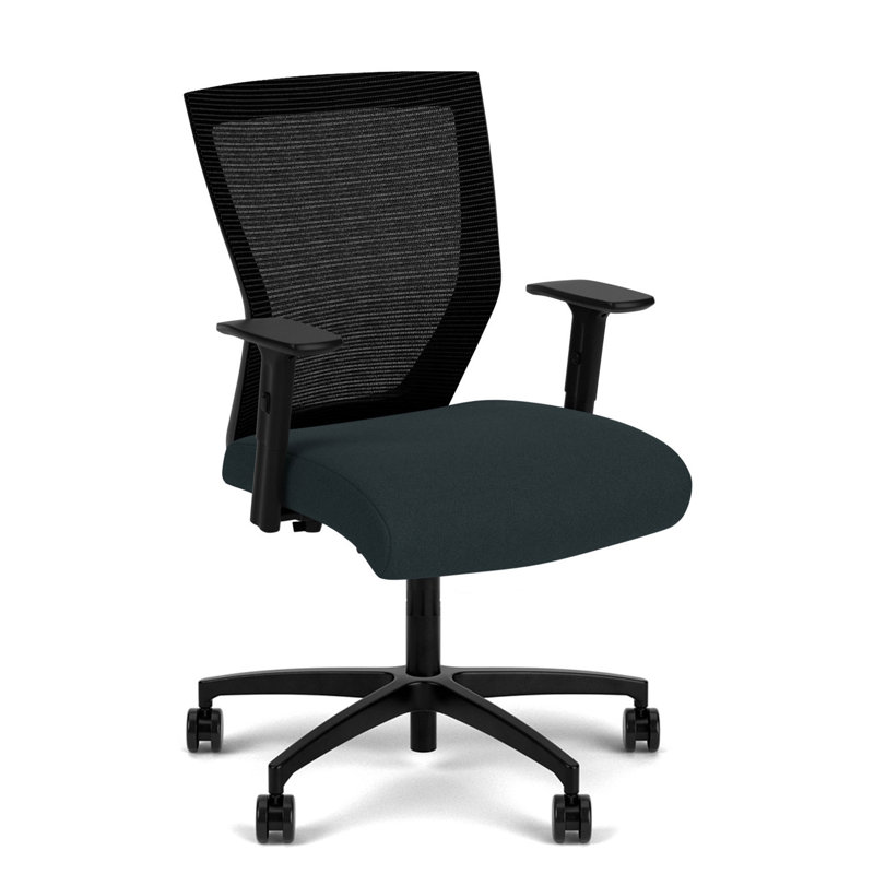 Run II Ergonomic Mid-Back Task Chair with Adjustable Arms in Black