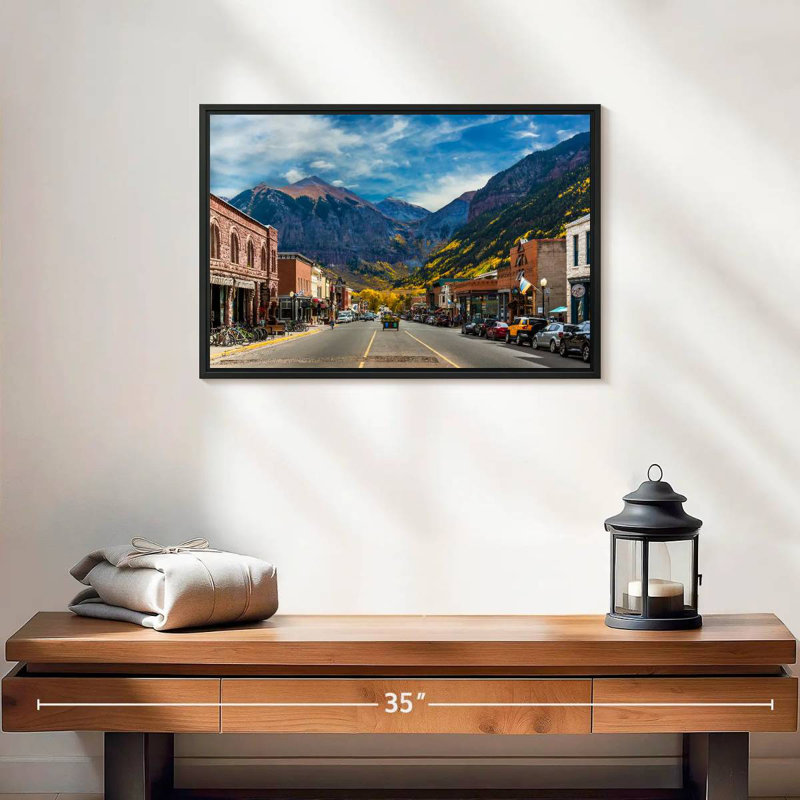 Petite ville de Telluride, 19 po x 13 po, Cadre flottant noir