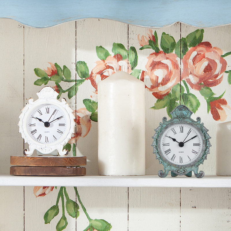 Horloge de table analogique à quartz, Blanc