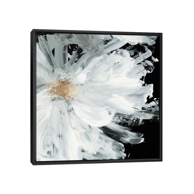 «Peony», reproduction sur toile, H 18 po x l 18 po x P 1,5 po, Toile avec cadre noir, Pas de tapis
