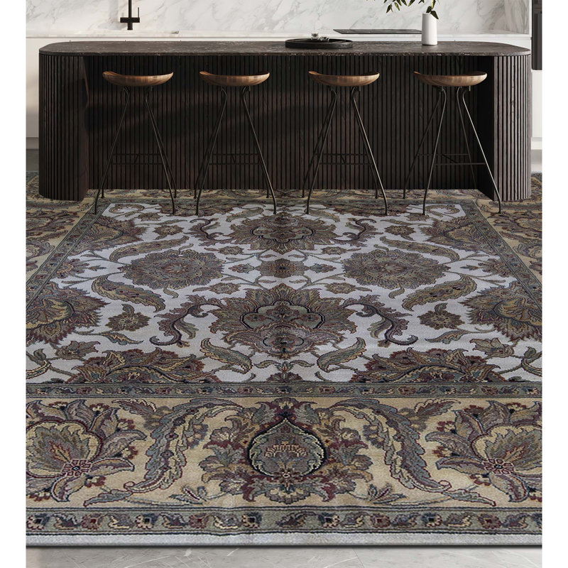 Tapis carré brun de haute qualité noué à la main