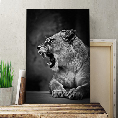 Fierce Lioness Lion - Wrapped Canvas Print