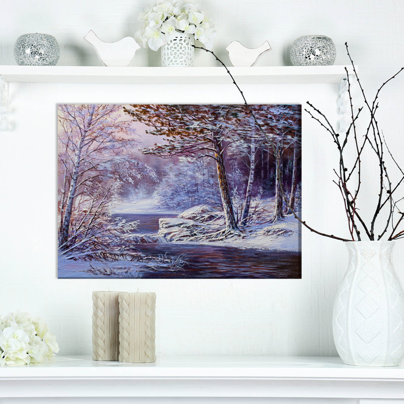 «Winter Landscape Forest in River», reproduction sur toile tendue, H 20 po x l 20 po x P 1 po