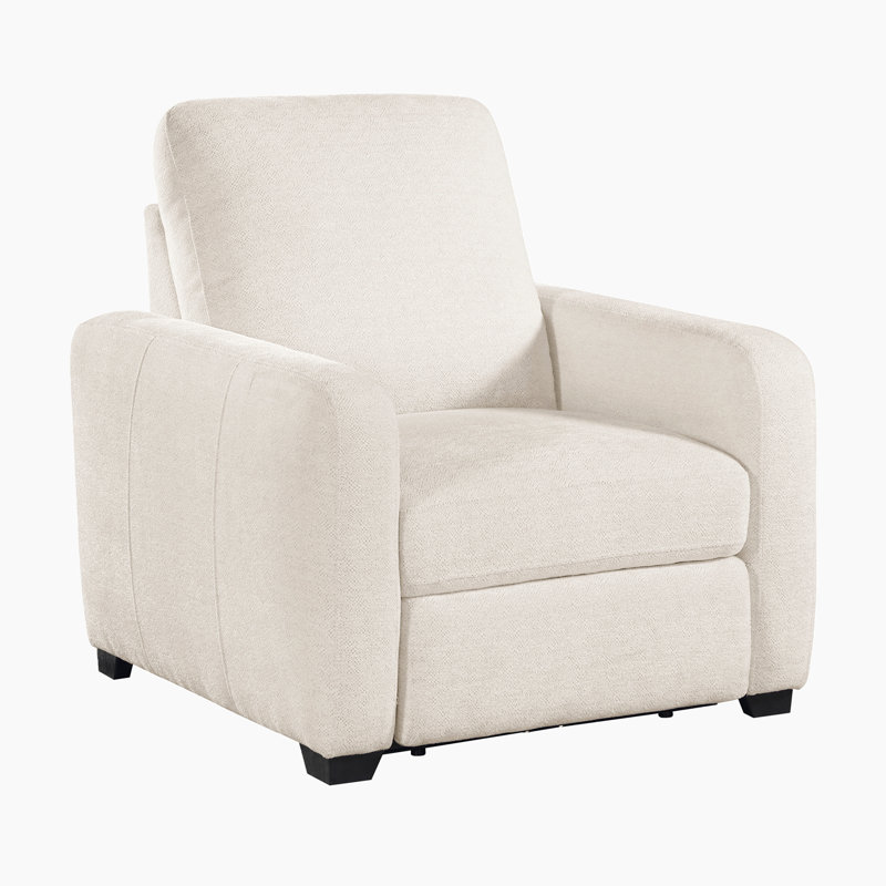 Salton 37.5" Modern & Contemporary Chenille Fabric Power Reclining Chair with Wall-Hugger Design, USB-A & C Charging Ports