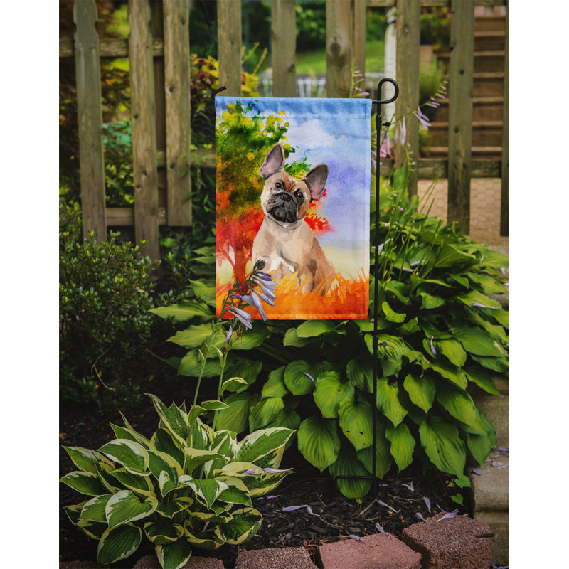 Bouledogue en polyester 15 x 11,5 po à 2 faces fauve de chute french drapeau de jardin