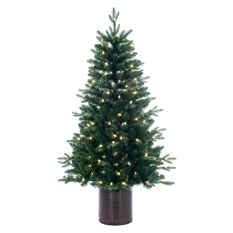 Vickerman 4.5' x 30" Potted Spruce Unlit Artificial Christmas Tree, Warm White, Yes, 4.5' H