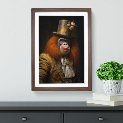 Orangutan Rococo - Single Picture Frame Print on Wood