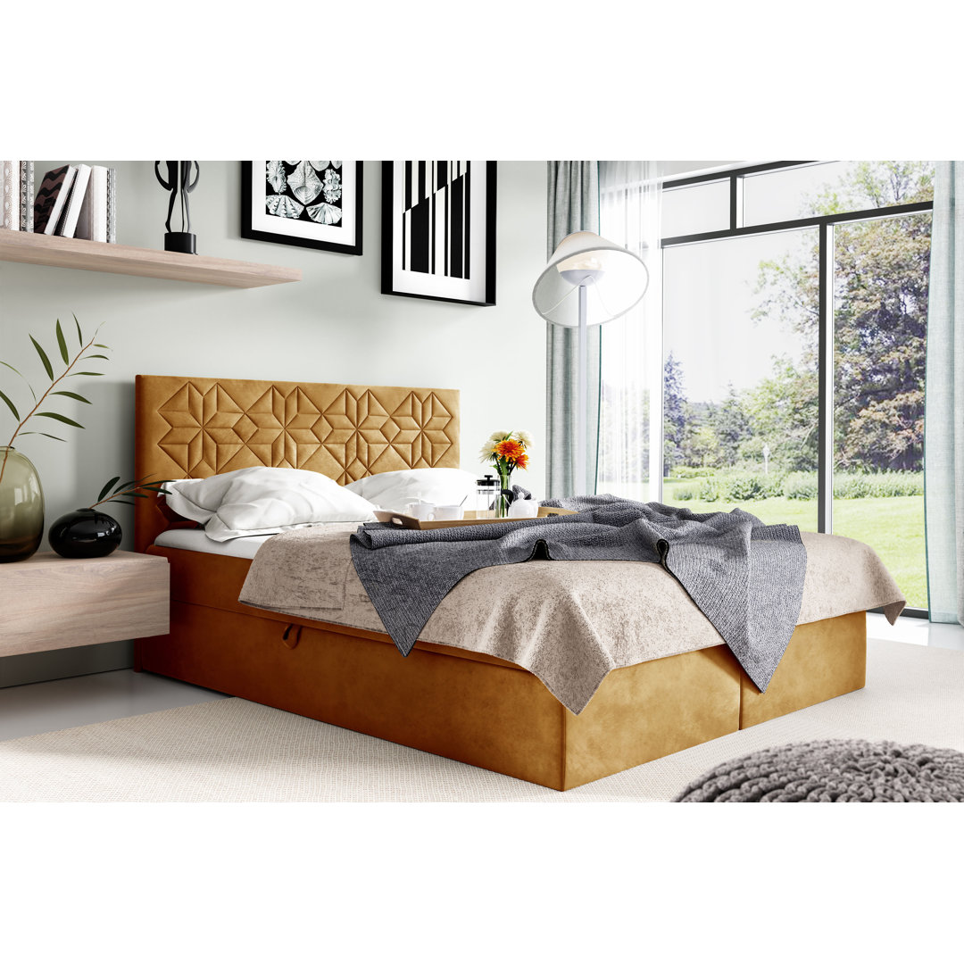 Boxspringbett Buariki mit Topper und Bettkasten