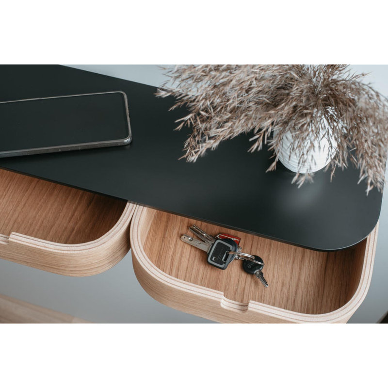 Entryway retro floating console, Modern floating wooden bedside table shelf drawer, Mounted wall nightstand