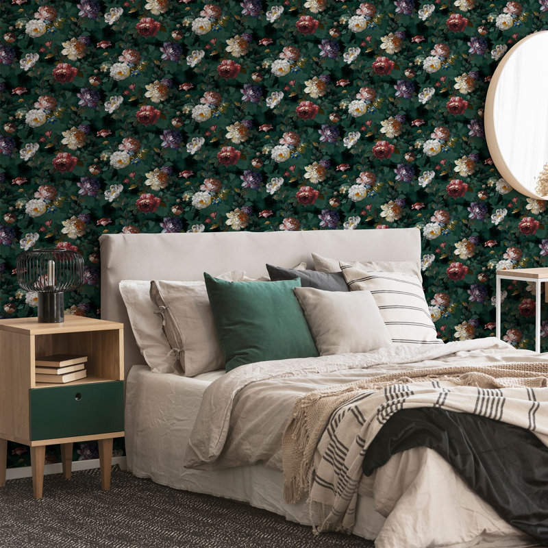 Superfresco Easy Black Isabelle Floral Wallpaper, Teal 