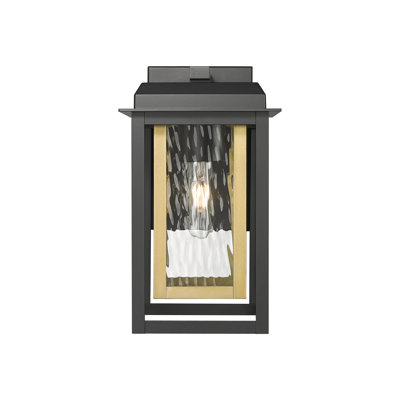 Applique murale d'extérieur 1 lumière noir mat et laiton avec verre d'eau Mansfield 1 lumière