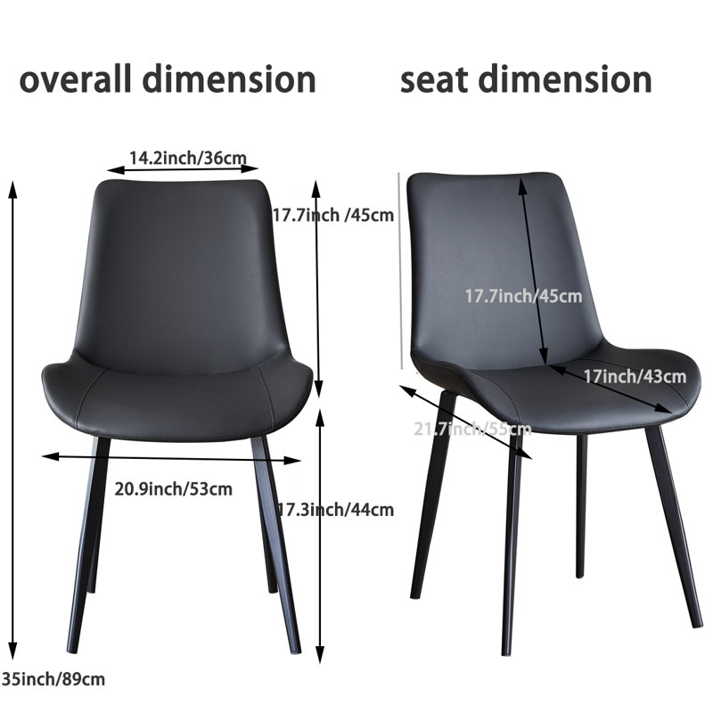 Dining Chairs Faux Leather for Kitchen Dining Room, Comfortable Mid Century Modern Chair with Metal Legs, Upholstered Side Chair for Livingroom