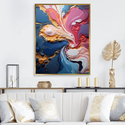 Trippy Pink Blue Abstract Liquid Ink I - Liquid Ink Abstract Wall Art