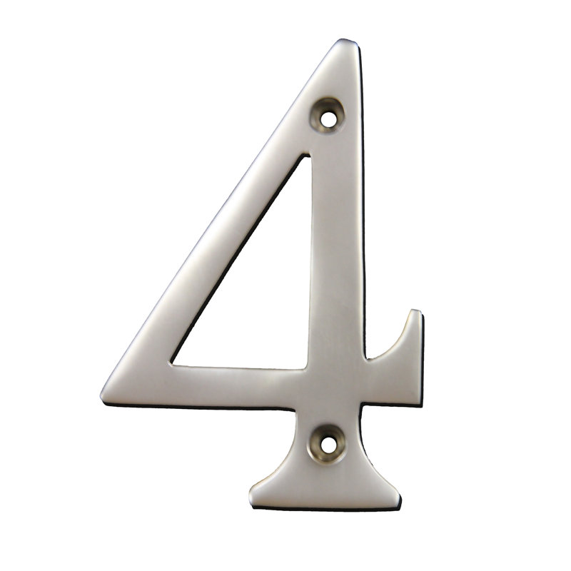 Numéro de maison 4 po, 4, Chrome satiné