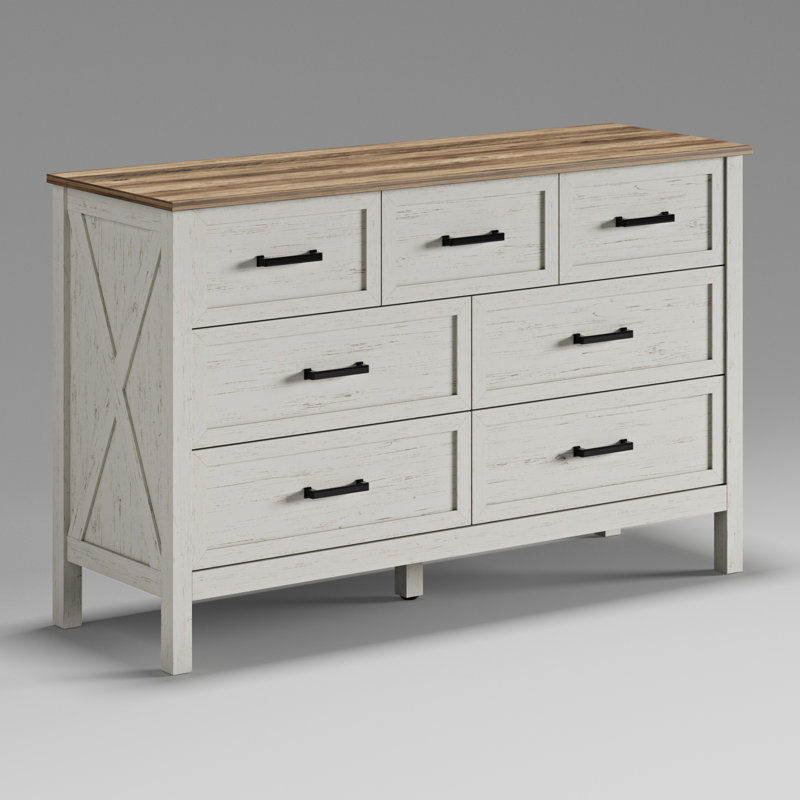 47'' W 7 - Drawer Dresser, White/Walnut