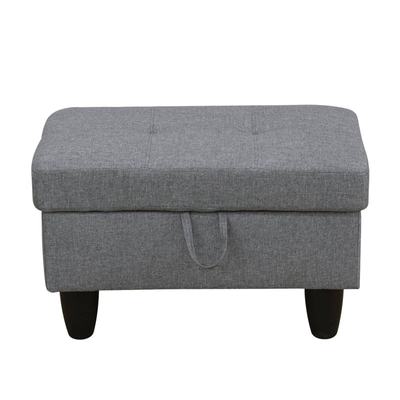 Canapé modulaire avec repose-pieds et structure en bois massif, Gris clair