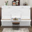 Grand lit escamotable mural avec rangement, lit armoire pliable avec bureau de coiffeuse, miroir central et 2 tiroirs latéraux-857158754