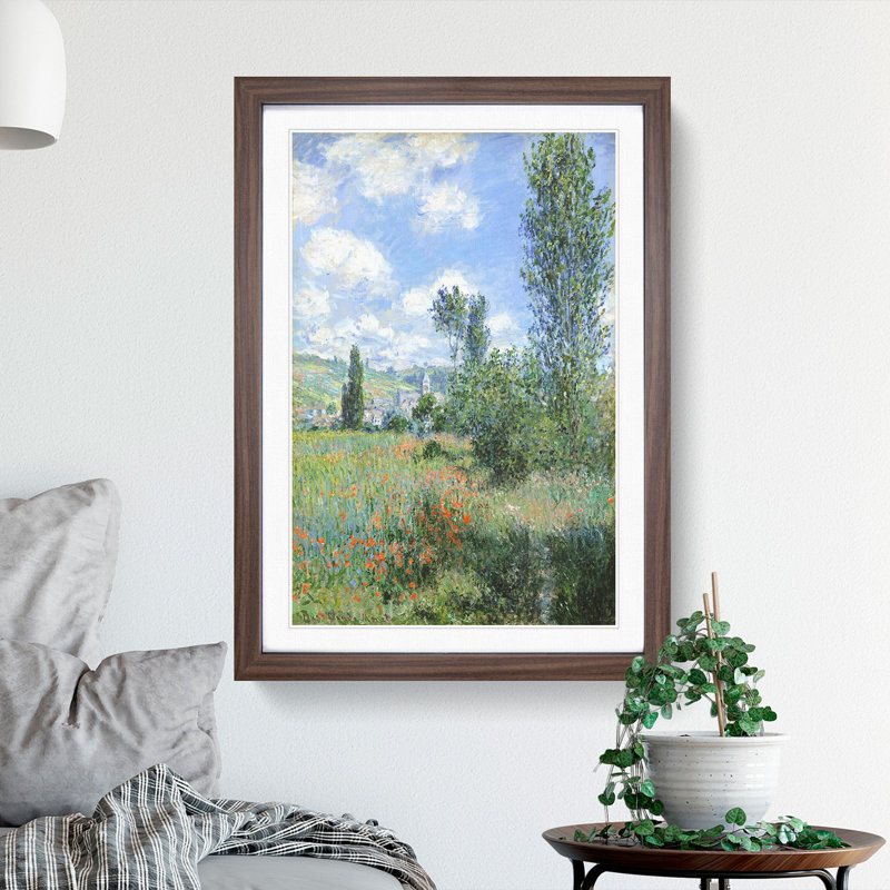 View of Vetheuil Vol.2 by Claude Monet - Picture Frame Painting, 48cm H x 36cm W x 2cm D, Walnut