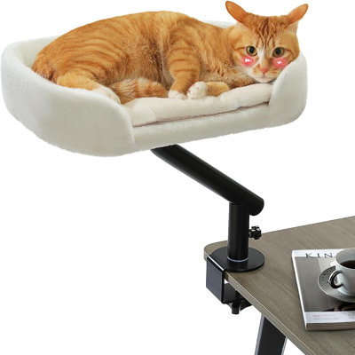 Cat Desk Bed For Indoor Cats, Cat Bed For Desk Supports Up To 50 Lbs, 360° Rotation , Adjustable, Nest Desktop Attachment Cats Hammock For Table
