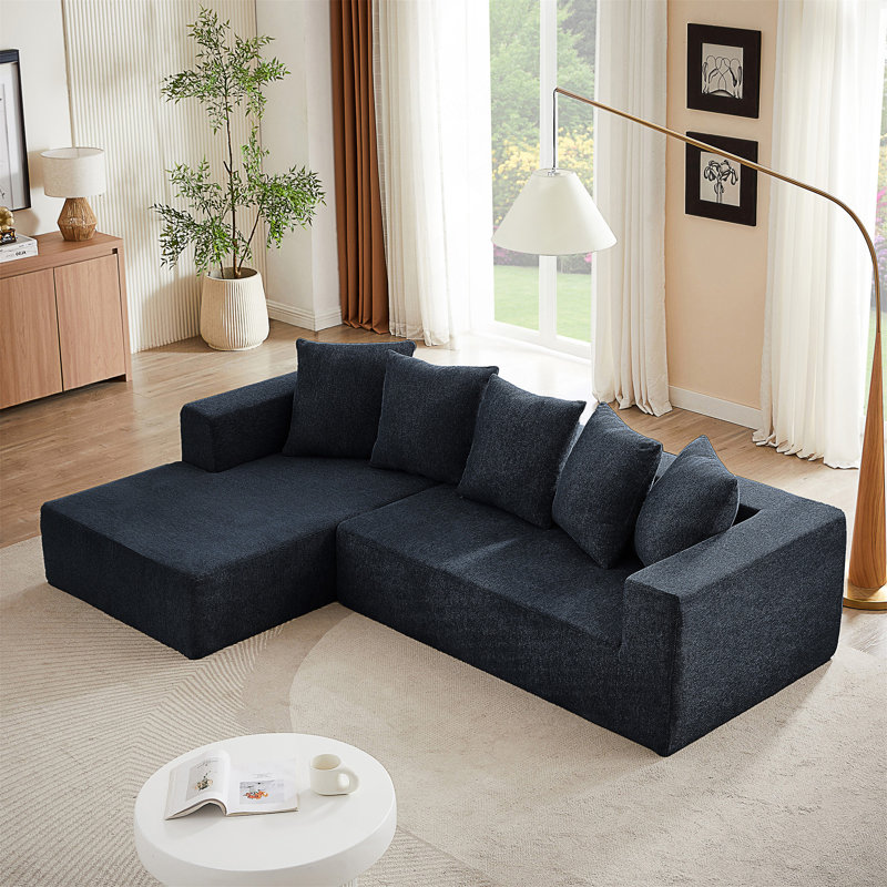 Canapé modulaire rembourré 104 po Jandorin, Orienté à droite, Chenille bleu