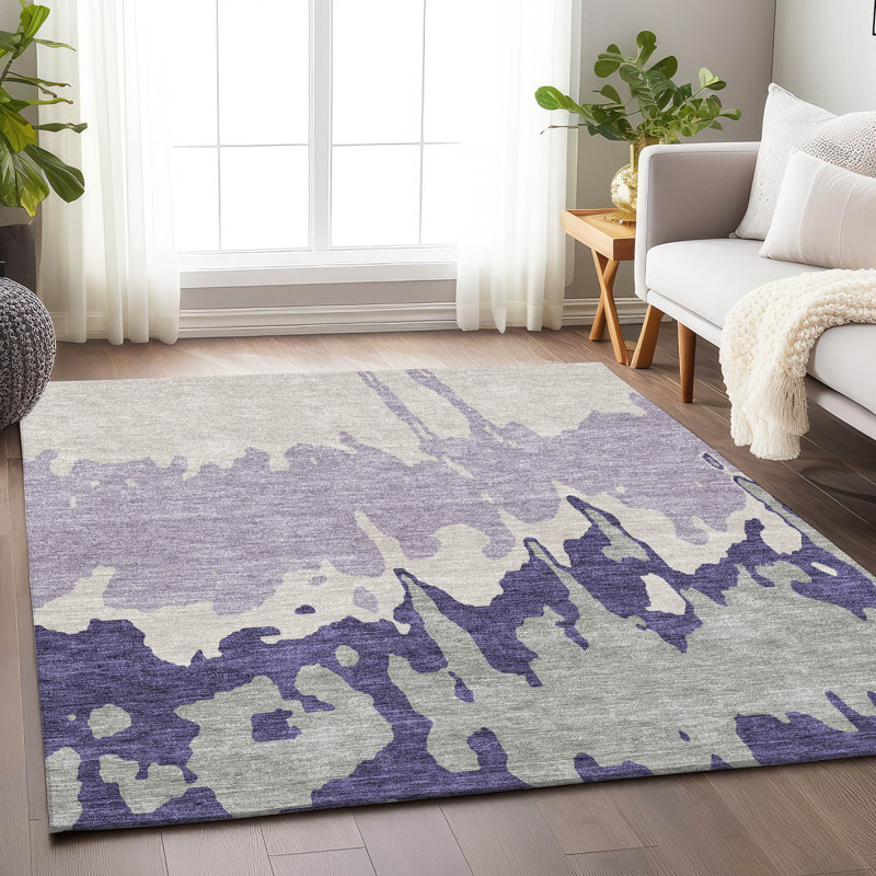 Tapis mauve de qualité supérieure lavable à la machine Prisco, Rectangle 9 pi x 12 pi
