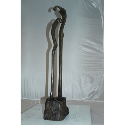 Kamaya Male Female Abstract Bronze Statue -  Size: 6"L x 8"W x 31"H.