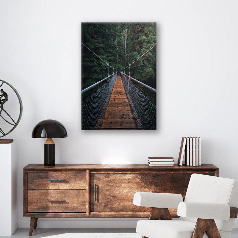 Suspension Bridge, impression d'art mural - paysage panoramique, affiche - pont architectural, vue sur la nature, impression de voyage - décoration murale inspirée du voyage - art mural minimaliste moderne - cadeau de photographie de nature urbaine
