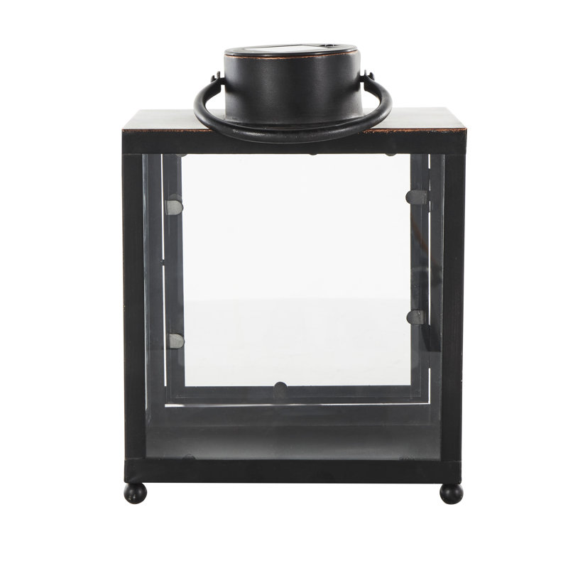 Lanterne noire en métal pour l'intérieur et l'extérieur avec détails dorés