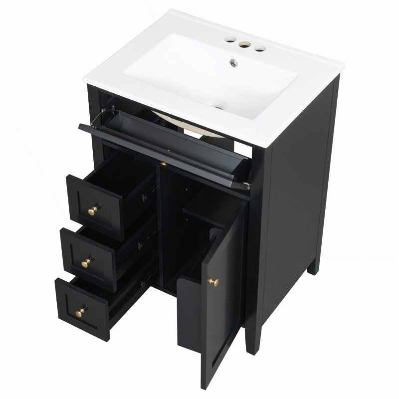 Meuble-lavabo de salle de bain avec lavabo, Noir