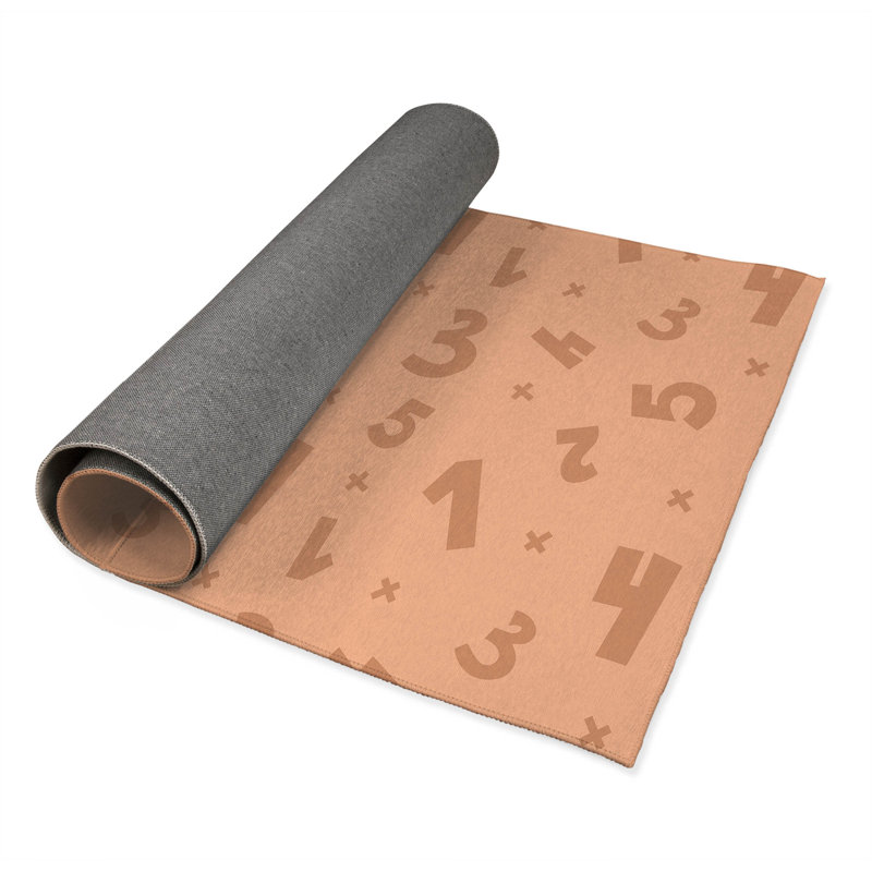 Number Match Kids Play Mat, Rectangle 4' x 6', Peach/Orange/Ivory