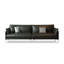 Canapé modulaire noir en cuir véritable-172665524-172665482