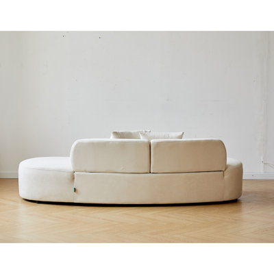 132 Inch Curved Sofa With Throw Pillows, 6 Seater Luxury Velvet Couch For Modern Living Room And Apartment